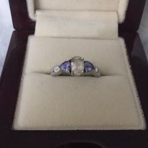 Fetching Morganite and Tanzanite ring size 5